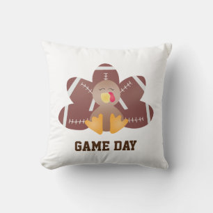 Game Day Football Turkey Feathers Brown Cushion