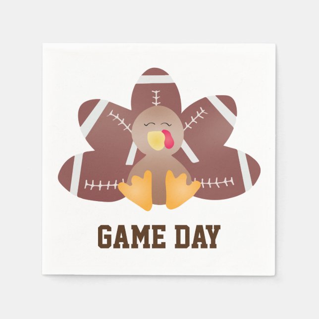 Game Day Football Turkey Feathers Brown Napkin (Front)