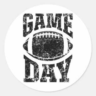 Game Day Footll Season Funny Men Women Team Sports Classic Round Sticker