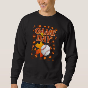 Game Day Leopard Autumn Leaves Baseball  Mum Bleac Sweatshirt