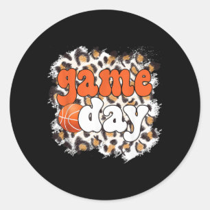 Game Day Leopard Basball Game Day Classic Round Sticker