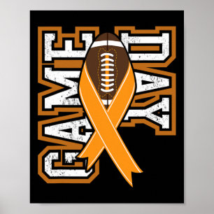 Game Day - Leukaemia Cancer Awareness Footll Ribbo Poster