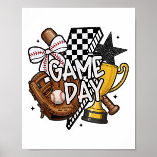 Game Day Mama Baseball Mum For Women Girl Kid Poster