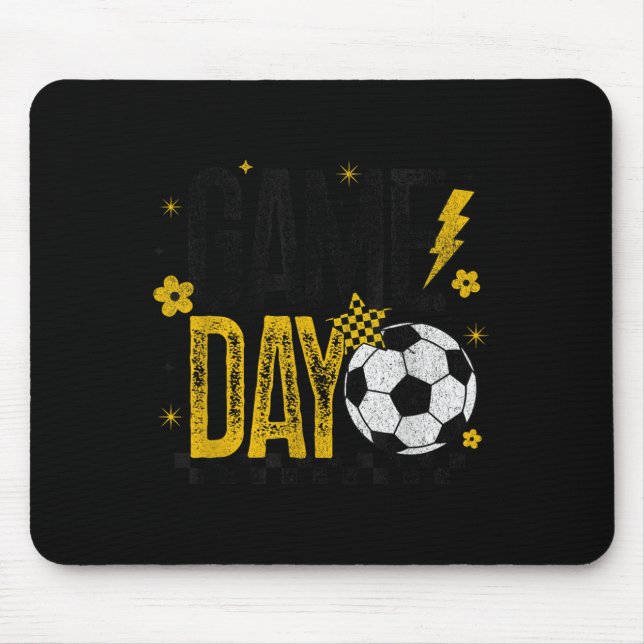 Game Day Retro Soccer Season Black &amp; Yellow Go Mouse Pad (Front)