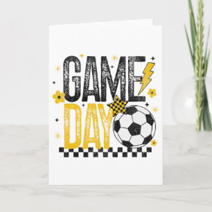 Game Day Retro Soccer Season Black And Yellow Gold Card