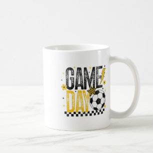 Game Day Retro Soccer Season Black And Yellow Gold Coffee Mug