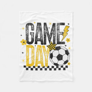 Game Day Retro Soccer Season Black And Yellow Gold Fleece Blanket