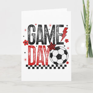 Game Day Retro Soccer Season Chequered Black And R Card