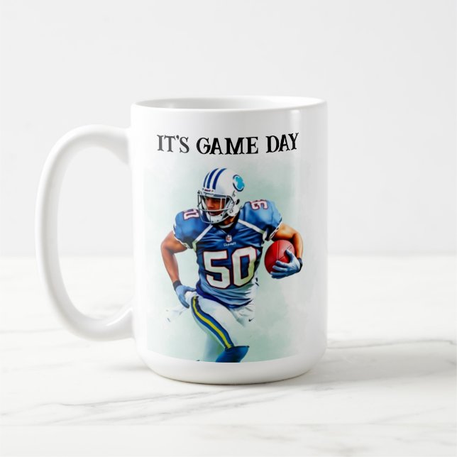 Game Day Running American Football 50th birthday Coffee Mug (Left)