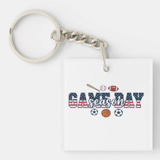Game Day Season Patriotic Multi Sports Fan Gift Key Ring