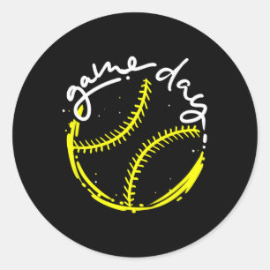 Game Day Sell Life, Softll Life For Mom Boys Girls Classic Round Sticker