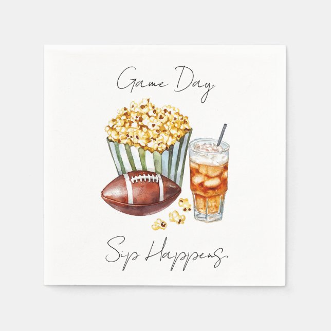 “Game Day, Sip Happens” Napkin (Front)