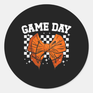 Game Day Sketll Bow Sketll Game Day  Classic Round Sticker