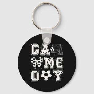 Game Day Soccer Coquette Bow Women Girls Kids Key Ring