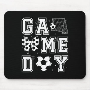 Game Day Soccer Coquette Bow Women Girls Kids  Mouse Pad