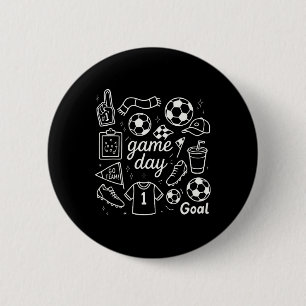 Game Day Soccer Foam Finger Cleats And Goal Vibes 6 Cm Round Badge