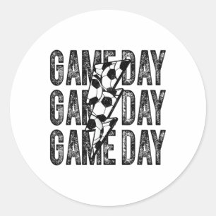 Game Day Soccer Lightning Bolt Soccer Mom Dad Boy Classic Round Sticker