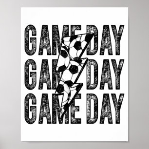 Game Day Soccer Lightning Bolt Soccer Mom Dad Boy  Poster