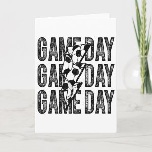 Game Day Soccer Lightning Bolt Soccer Mum Dad Boy Card