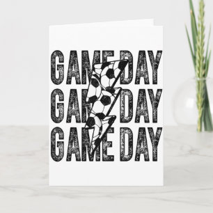 Game Day Soccer Lightning Bolt Soccer Mum Dad Boy Card