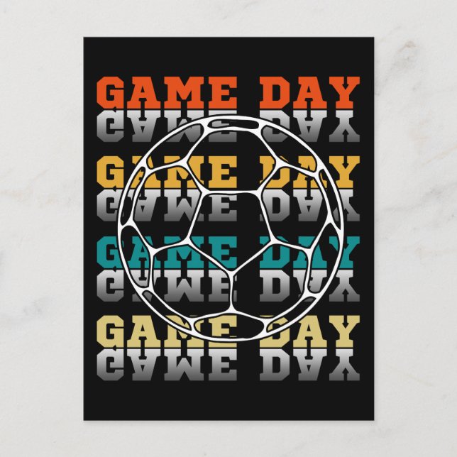 Game Day Soccer Lover Colour Typography Postcard (Front)