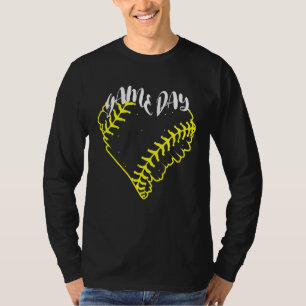 Game Day Softball Heart Vintage Softball Baseball T-Shirt