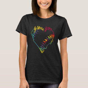 Game Day Tie Dye Softball Heart Softball Baseball T-Shirt