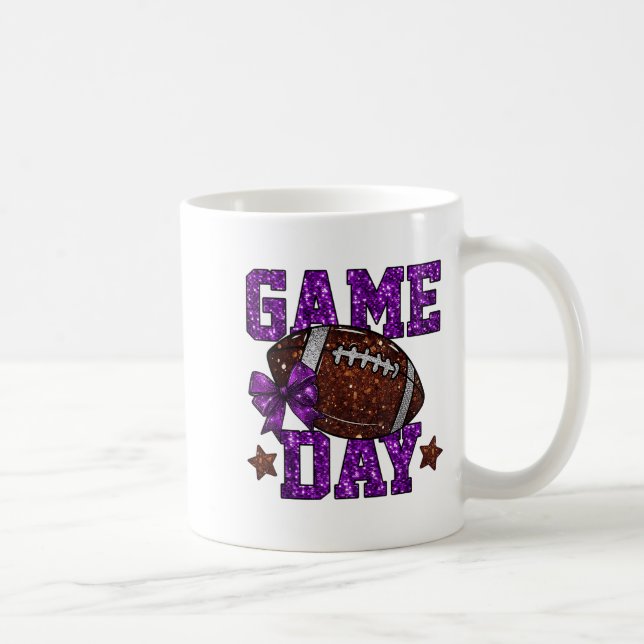 Game Day Touchdown Football Mum Girls Go Cheer Pur Coffee Mug (Right)