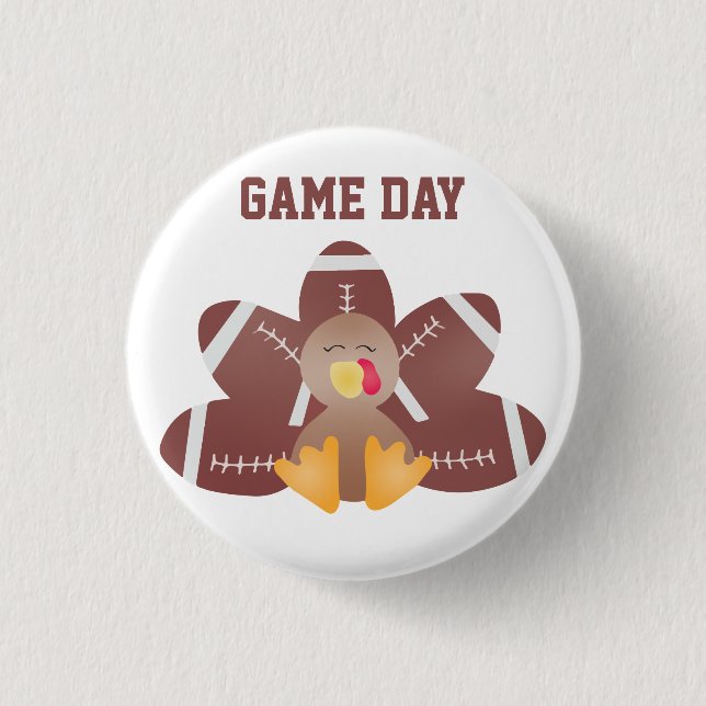 Game Day Turkey Football Feathers 3 Cm Round Badge (Front)