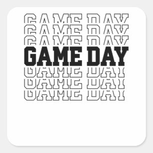 Game Day Typography Art Sports Games Men Women Square Sticker