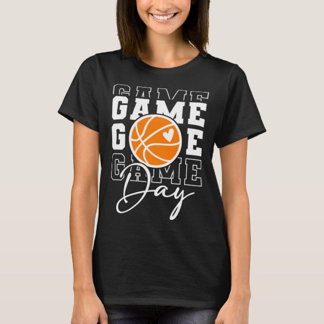 Game Day Vibes Basketball Fan Mom Grandma Auntie M T-Shirt (Front)