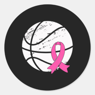 Game Day Vibes Breast Cancer Awareness Pink Basket Classic Round Sticker