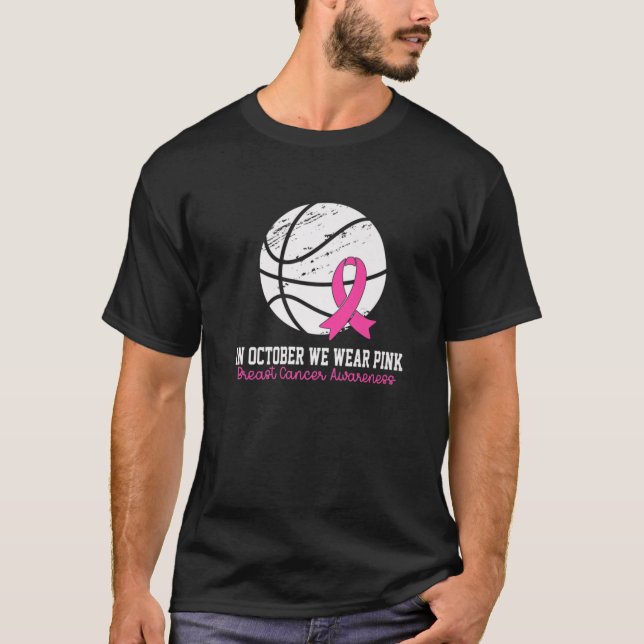 Game Day Vibes Breast Cancer Awareness Pink Basket T-Shirt (Front)