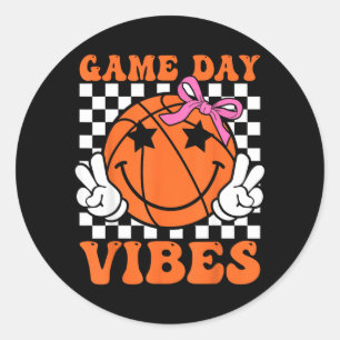 Game Day Vibes Coquette Bow Basball Lover Girls Classic Round Sticker