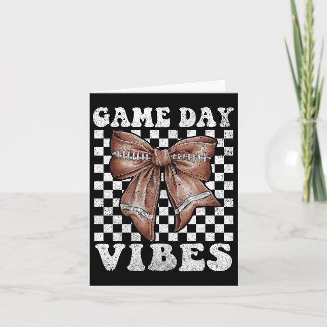 Game Day Vibes Coquette Bow Football Mama Football Card (Front)