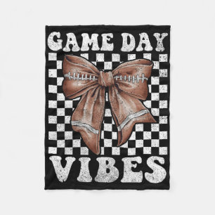 Game Day Vibes Coquette Bow Football Mama Football Fleece Blanket