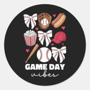 Game Day Vibes Coquette Bow Sell For Women Mum Sel Classic Round Sticker