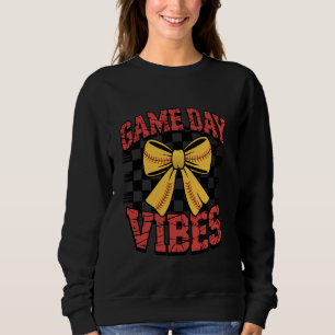 Game Day Vibes Coquette Bow Softball Mama Mum Soft Sweatshirt