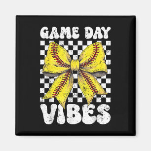 Game Day Vibes Coquette Bow Softball Mama Softball Magnet