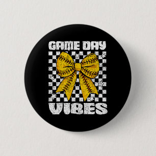 Game Day Vibes Coquette Bow Softll Mama Softll Gir 6 Cm Round Badge