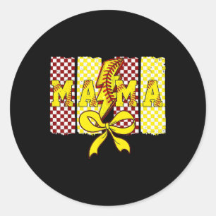 Game Day Vibes Coquette Bow Softll Mama Softll Gir Classic Round Sticker