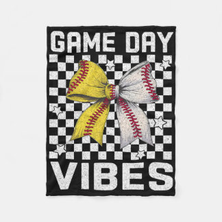 Game Day Vibes Coquette Bow Softll Mama Softll Gir Fleece Blanket