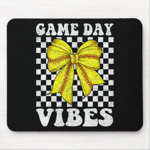 Game Day Vibes Coquette Bow Softll Mama Softll Gir Mouse Pad