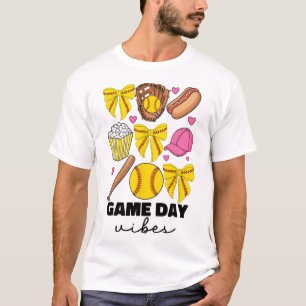 Game Day Vibes Coquette Bow Softll Mom Mama Softll T-Shirt