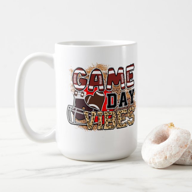 Game Day Vibes Football Coffee Mug (With Donut)