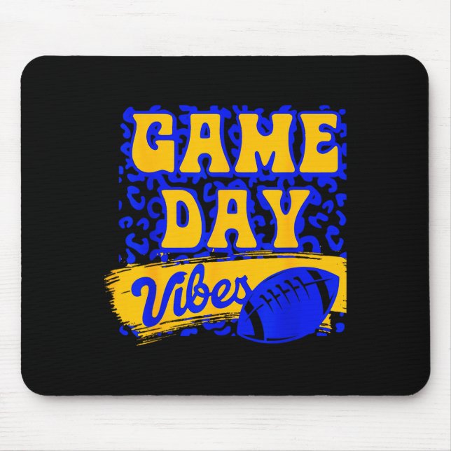 Game Day Vibes Football Season Football Blue Gold  Mouse Pad (Front)