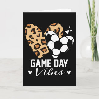 Game Day Vibes Funny Soccer Mum Leopard Heart  Card