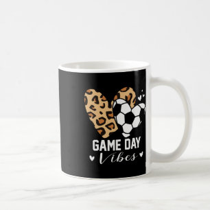 Game Day Vibes Funny Soccer Mum Leopard Heart Coffee Mug