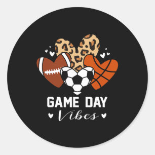 Game Day Vibes Funny Soccer Sketll Footll Mum Hear Classic Round Sticker