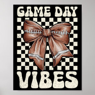 Game Day Vibes Groovy Coquette Bow Football Women Poster